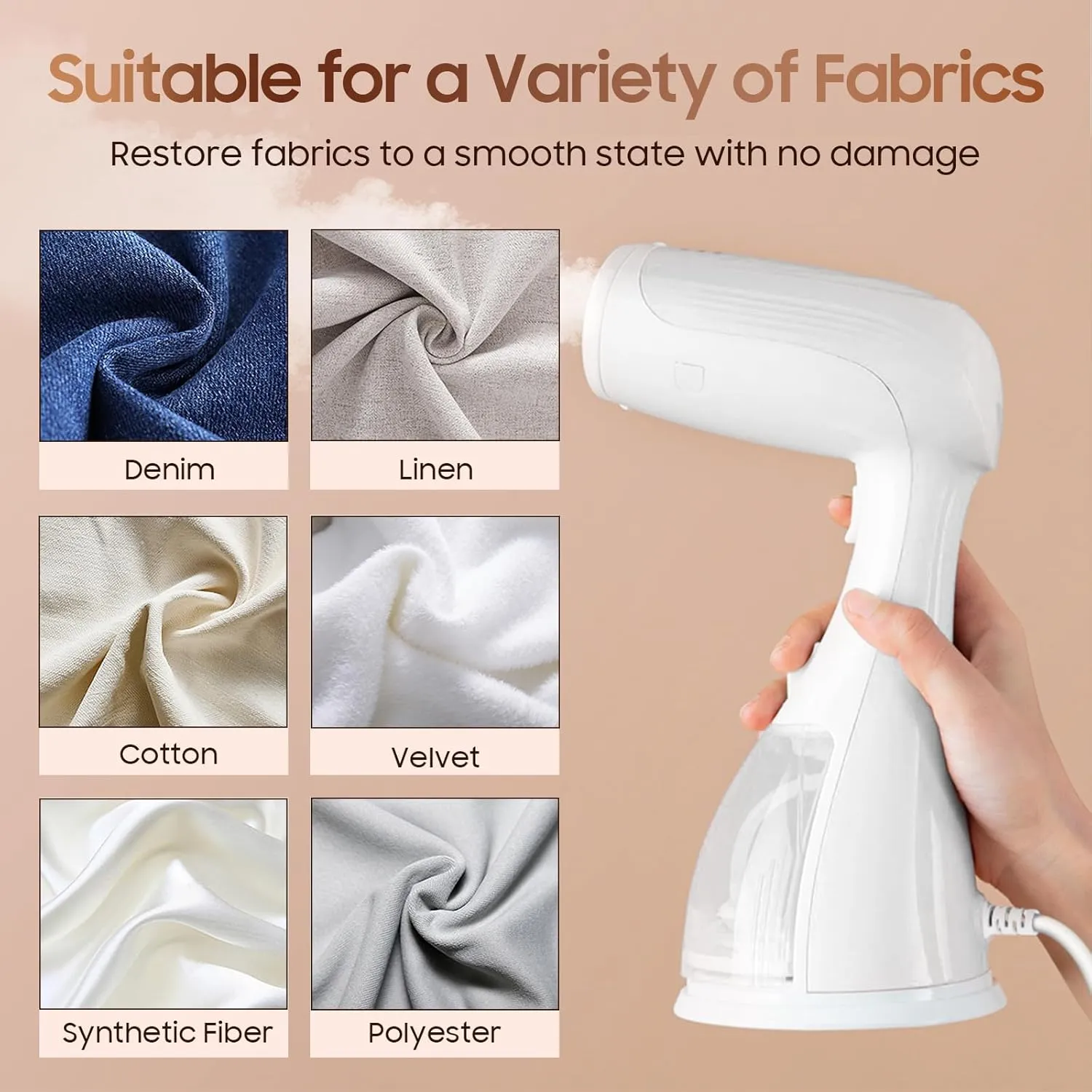 Handheld Portable Garment Steamer for Clothes - 1500W Clothes Steamer Remove Wrinkles for All Fabrics, 15S Fast Heat-Up, Make Clothes Soft & Smooth