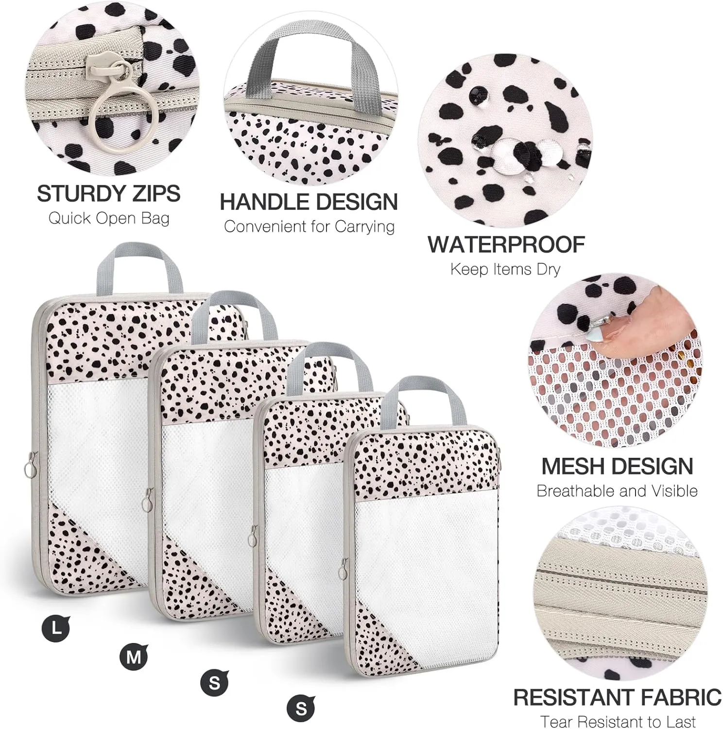hatisan 6 Set Compression Packing Cubes for Suitcases,Packing Cubes with Shoe Bag, Large Cosmetics Bag, Clothing Bag, Accessories Bags Packing Cubes for Travel Luggage Organizer Women Men(Leopard)