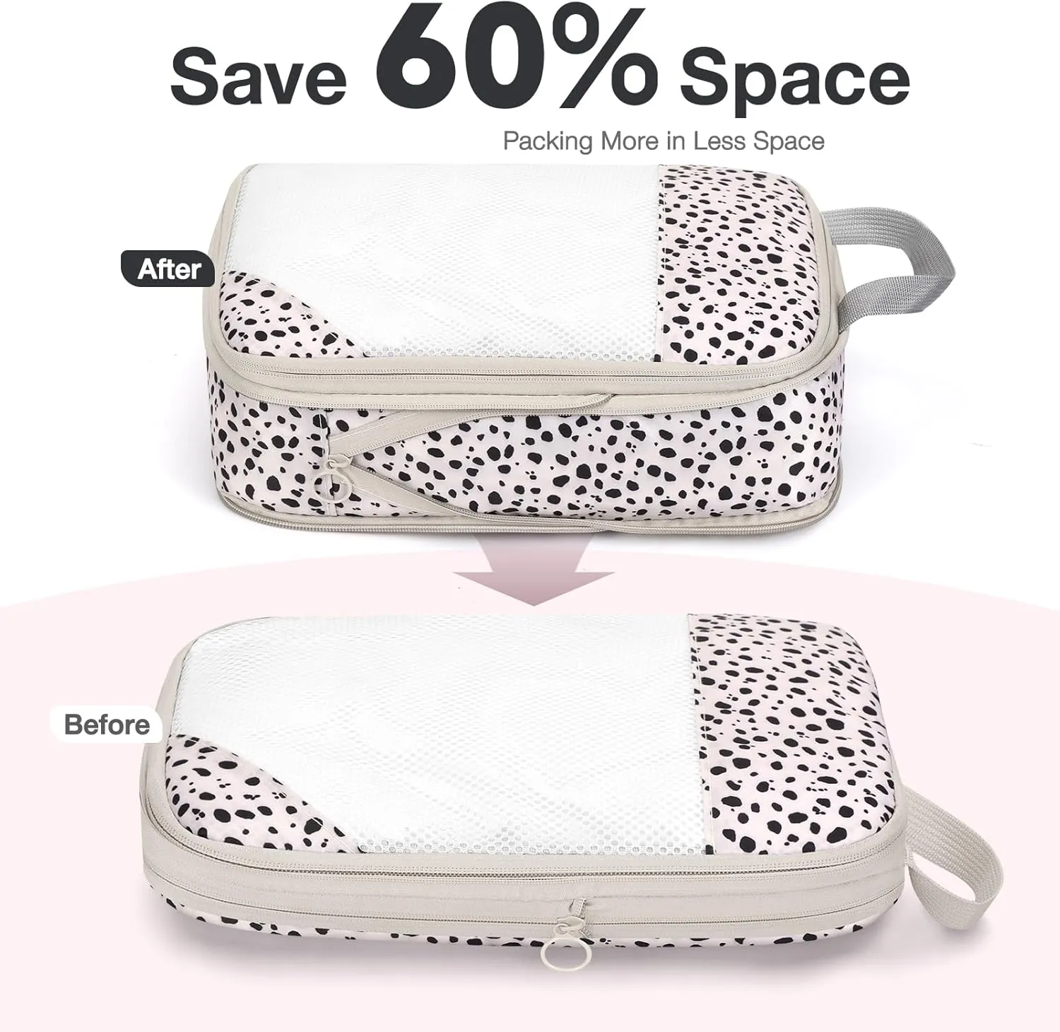 hatisan 6 Set Compression Packing Cubes for Suitcases,Packing Cubes with Shoe Bag, Large Cosmetics Bag, Clothing Bag, Accessories Bags Packing Cubes for Travel Luggage Organizer Women Men(Leopard)