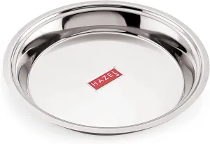 HAZEL Stainless Steel Parat | 31 cm with 2400 ml Capacity Steel Parat for Dough Flour Kneading | Atta Parat Steel for Kitchen