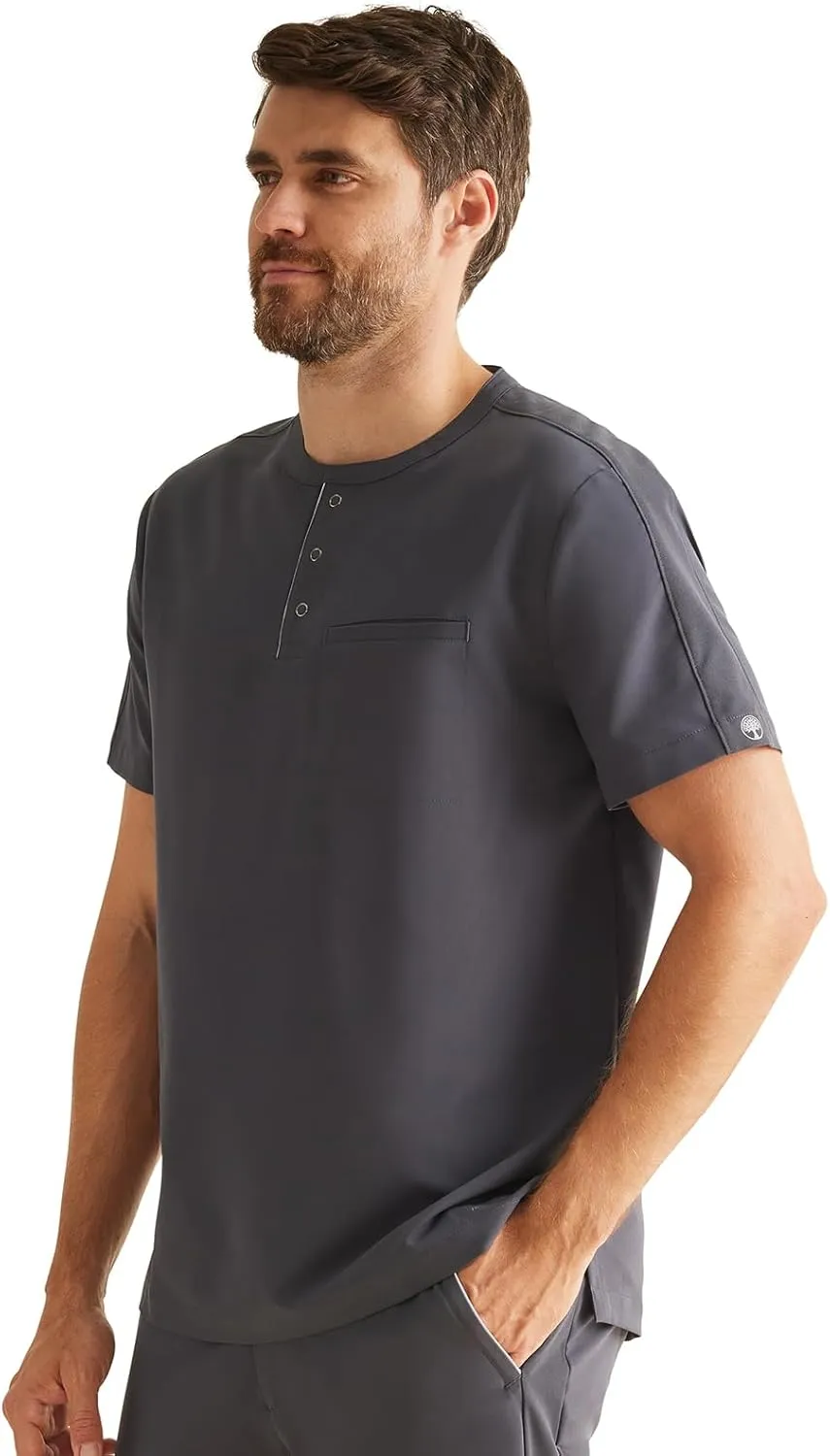 Healing Hands Men's Medical Scrub Top Shane with 1 Pocket, Snap-Closure Placket, Moisture Wicking, 360° Stretch - HH701