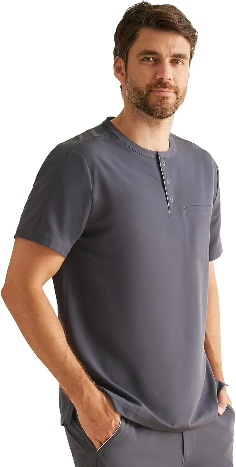 Healing Hands Men's Medical Scrub Top Shane with 1 Pocket, Snap-Closure Placket, Moisture Wicking, 360° Stretch - HH701