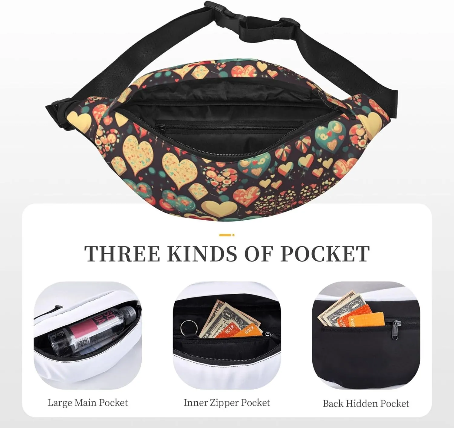 Heart Crush Flower Fashion Crossbody Appearance High capacity outdoor with Adjustable Comfortable Work Leisure Versatile