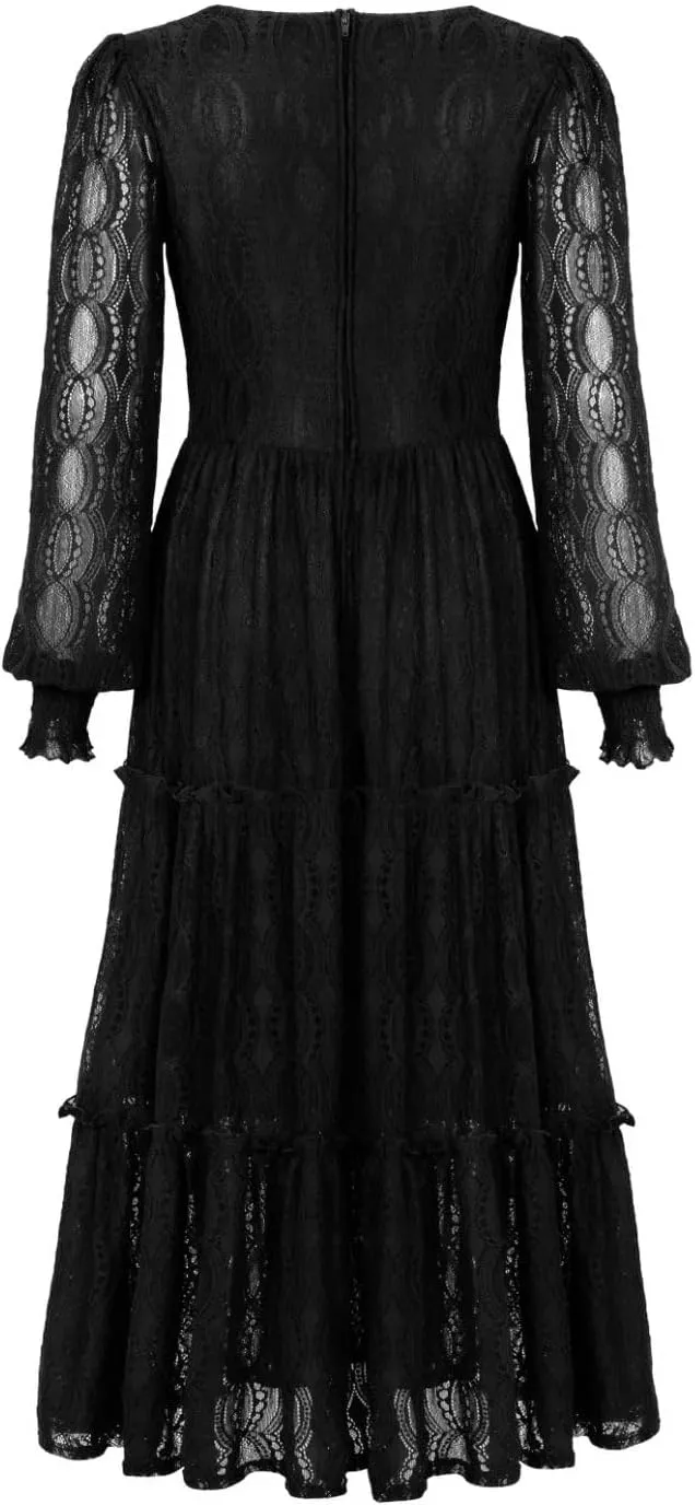 Hell Bunny Rhea Black Lace Maxi Dress