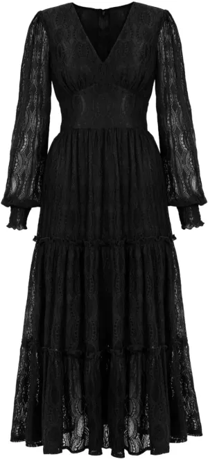 Hell Bunny Rhea Black Lace Maxi Dress