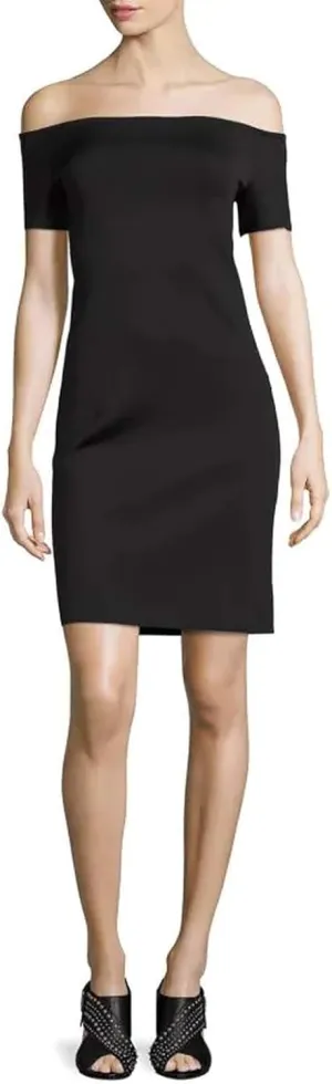 Helmut Lang Scuba Off-The-Shoulder Dress Size Medium Black