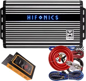 Hifonics ZTH-1225.1D Zeus Theta Compact Mono Channel Car Audio Amplifier (Silver) – Class D Amp, 1200-Watt Bass Remote Included with Gravity Phone Holde and 4 Gauge Amp Kit Red Bundle
