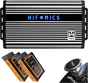 Hifonics ZTH-1225.1D Zeus Theta Compact Mono Channel Car Audio Amplifier (Silver) – Class D Amp, 1200-Watt Built-in Bass Control, Bass Remote Included with 2 Gravity Phone Holder Bundle