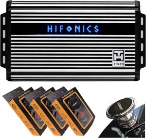 Hifonics ZTH-1525.1D Zeus Theta Compact Mono Channel Car Audio Amplifier (Silver) – Class D Amp, 1500-Watt Built-in Bass Control, Bass Remote Included with 3 Gravity Phone Holder Bundle
