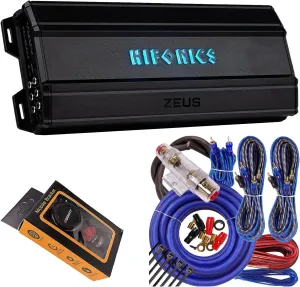Hifonics ZTH-1625.5D Zeus Theta Compact Five Channel Car Audio Amplifier (Silver) – Class D Amp, 1600-Watt Bridgeable, Bass Remote Included with Gravity Phone Holder and 4 Gauge Amp Kit Blue Bundle