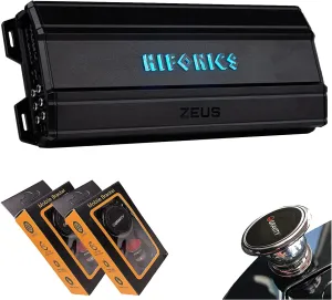 Hifonics ZTH-1625.5D Zeus Theta Compact Five Channel Car Audio Amplifier (Silver) – Class D Amp, 1600-Watt Built-in Bass Control, Bridgeable, Bass Remote Included with 2 Gravity Phone Holder Bundle