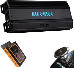 Hifonics ZTH-1625.5D Zeus Theta Compact Five Channel Car Audio Amplifier (Silver) – Class D Amp, 1600-Watt Built-in Bass Control, Bridgeable, Bass Remote Included with Gravity Phone Holder Bundle