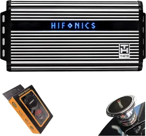 Hifonics ZTH-2225.1D Zeus Theta Compact Mono Channel Car Audio Amplifier (Silver) – Class D Amp, 2200-Watt Built-in Bass Control, Bass Remote Included with Gravity Phone Holder Bundle