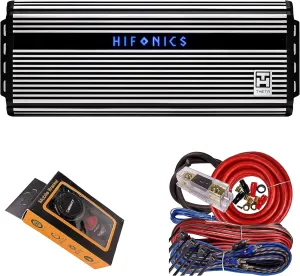 Hifonics ZTH-3225.1D Zeus Theta Compact Mono Channel Car Audio Amplifier (Silver) – Class D Amp, 3200-Watt Bass Remote Included with Gravity Phone Holder and 4 Gauge Amp Kit Red Bundle