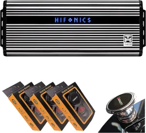 Hifonics ZTH-3225.1D Zeus Theta Compact Mono Channel Car Audio Amplifier (Silver) – Class D Amp, 3200-Watt Built-in Bass Control, Bass Remote Included with 3 Gravity Phone Holder Bundle
