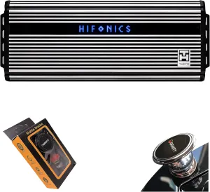 Hifonics ZTH-3225.1D Zeus Theta Compact Mono Channel Car Audio Amplifier (Silver) – Class D Amp, 3200-Watt Built-in Bass Control, Bass Remote Included with Gravity Phone Holder Bundle