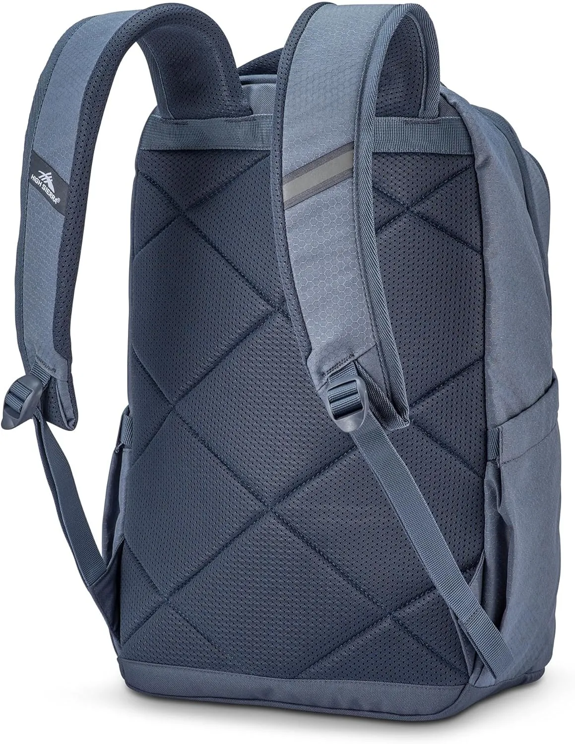 High Sierra Large Backpack Reflective Accent Comfortable Mesh Back School Bag with Tablet Device Sleeve and Adjustable Straps, Grey Blue