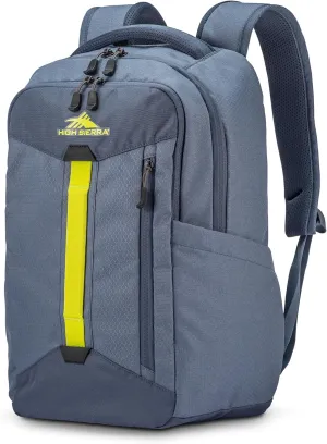 High Sierra Large Backpack Reflective Accent Comfortable Mesh Back School Bag with Tablet Device Sleeve and Adjustable Straps, Grey Blue