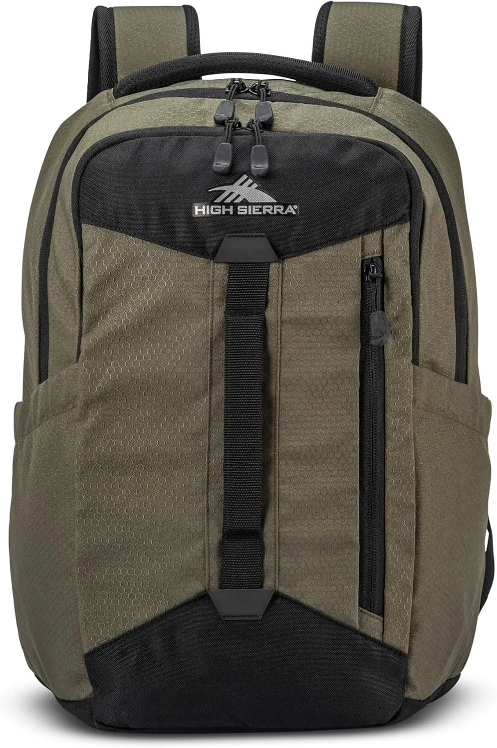 High Sierra Large Backpack Reflective Accent Comfortable Mesh Back School Bag with Tablet Device Sleeve and Adjustable Straps, Olive Green