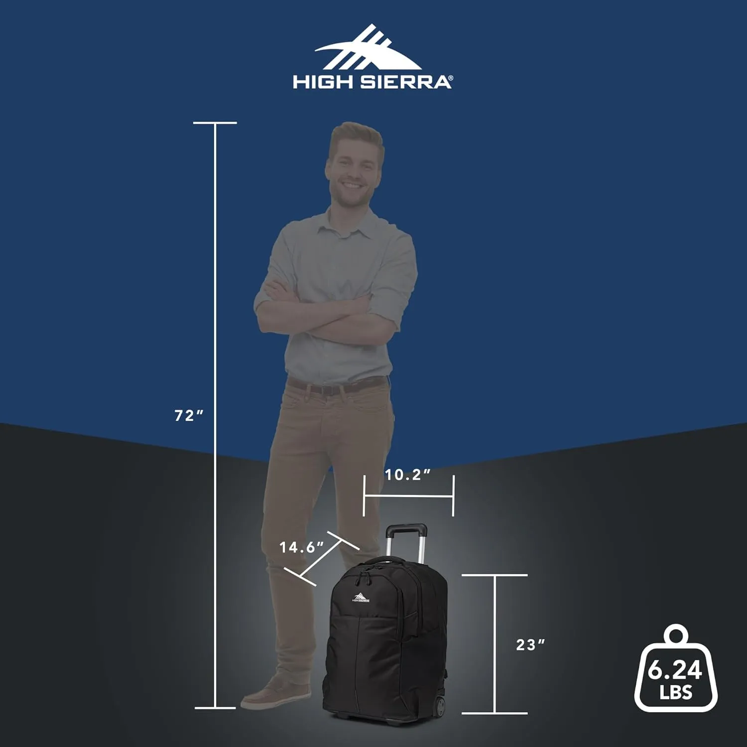 High Sierra Powerglide Pro Wheeled Backpack, Rolling Laptop Bag for Travel, Fits most 15.6” Laptops, 40L, Black