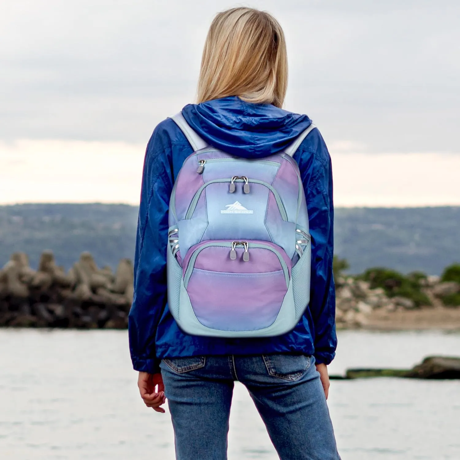 High Sierra Swoop Backpack with Laptop Pocket   Tablet Sleeve, Fits most 17” Laptops, 30L, Purple Blue