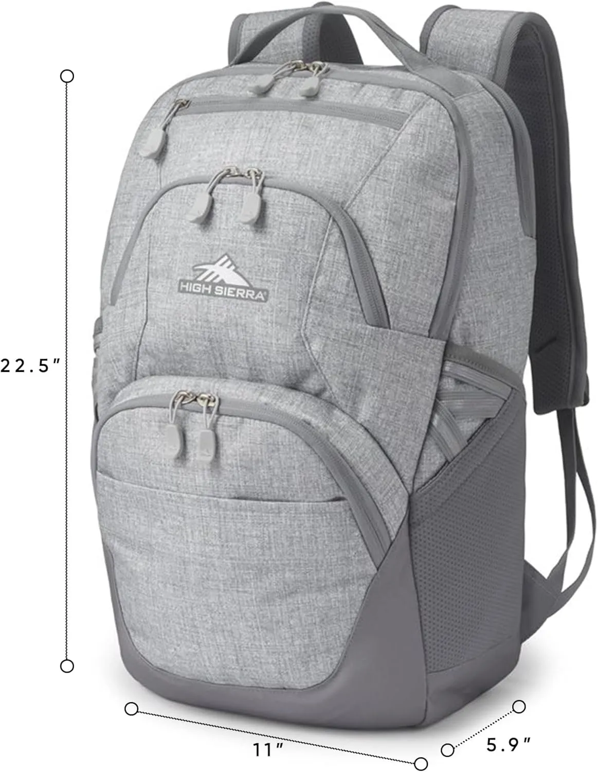 High Sierra Swoop SG Backpack, Travel or Work Laptop Bookbag with Drop Protection Pocket, and Tablet Sleeve, One Size, Silver Heather