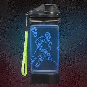 Hockey Gifts, Light Up 3D Hockey Player Water Bottle, 14oz Tritan BPA Free - Best Gift for 4 5 6 7-Year-Old Boys Girls- Kids Drinking Cup - Christmas Holiday