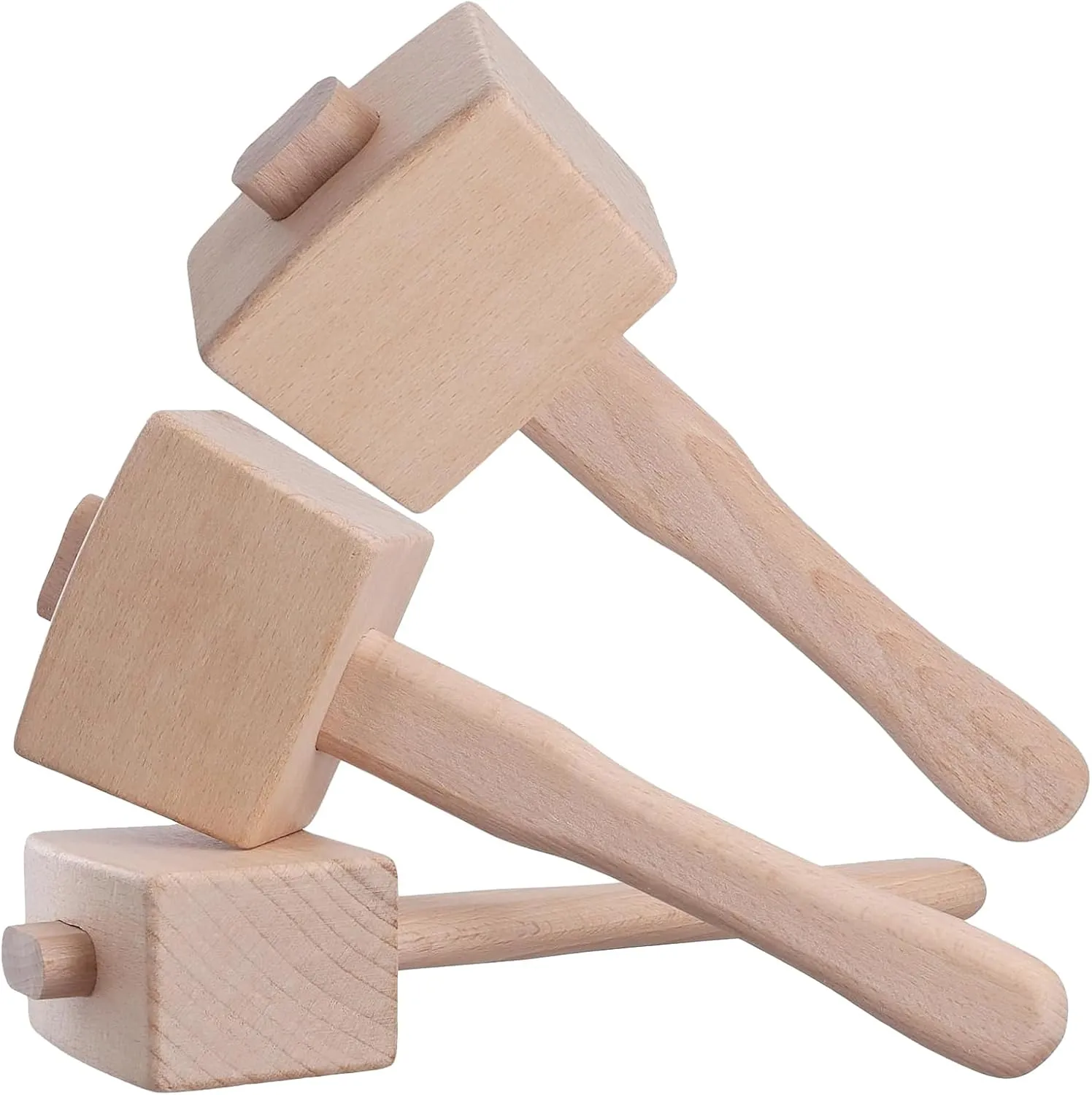 HOIGON 3PCS Wooden Mallet, 9.5Inches Ice Hammer Mallet, Beech Solid Wood Carpenter Hammer for Woodworking Tool