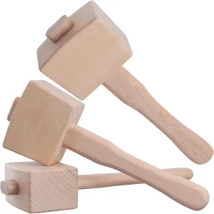HOIGON 3PCS Wooden Mallet, 9.5Inches Ice Hammer Mallet, Beech Solid Wood Carpenter Hammer for Woodworking Tool