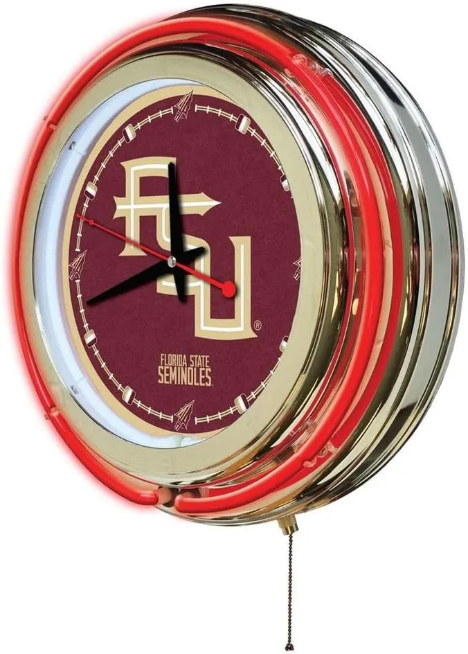 Holland Bar Stool Co. Florida State (Script) 15" Double Neon Wall Clock