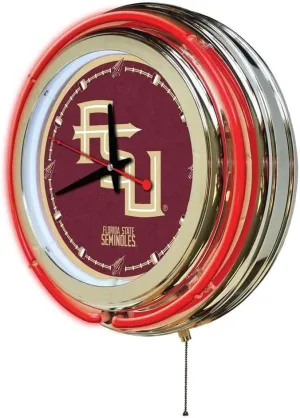 Holland Bar Stool Co. Florida State (Script) 15" Double Neon Wall Clock