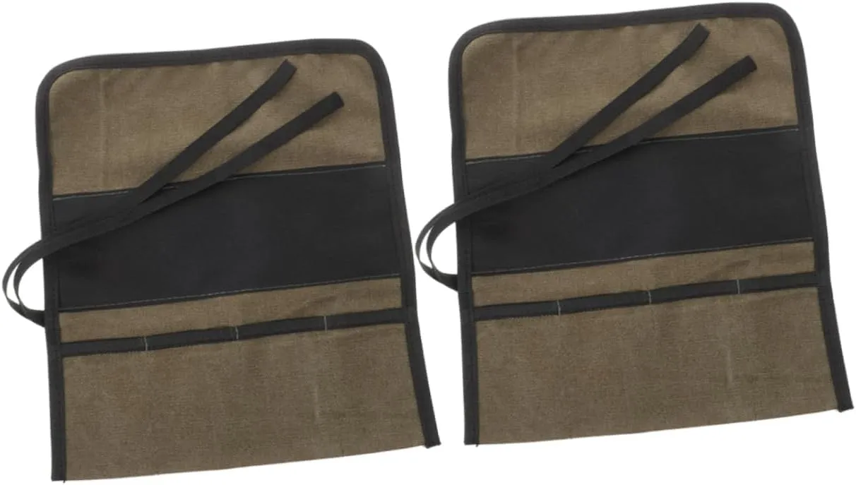 HOMSFOU 2pcs Canvas Tool Roll Bag for Electricians Heavy Duty Power Tool Organizer Storage Pouch