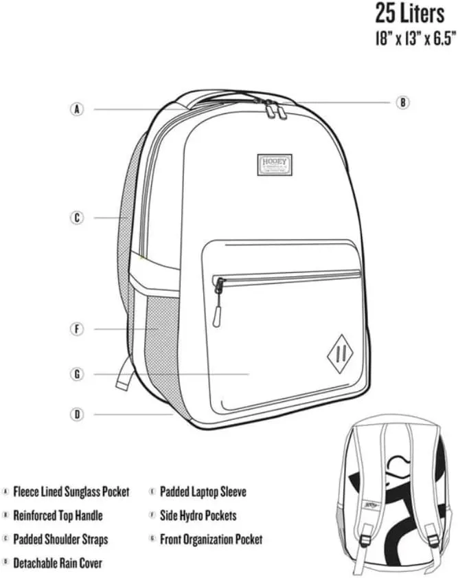 HOOEY "Recess 25 Liter School Hiking Backpack Rain Cover Hat Strap Laptop Sleeve Hydro Pockets (Pink/Navy)
