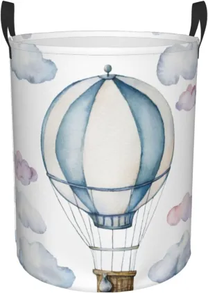 Hot Air Balloon Round Laundry Hamper Storage Basket Toys Clothes Organizer Bin For Home Bathroom Bedroom Dorm Nursery, 38l