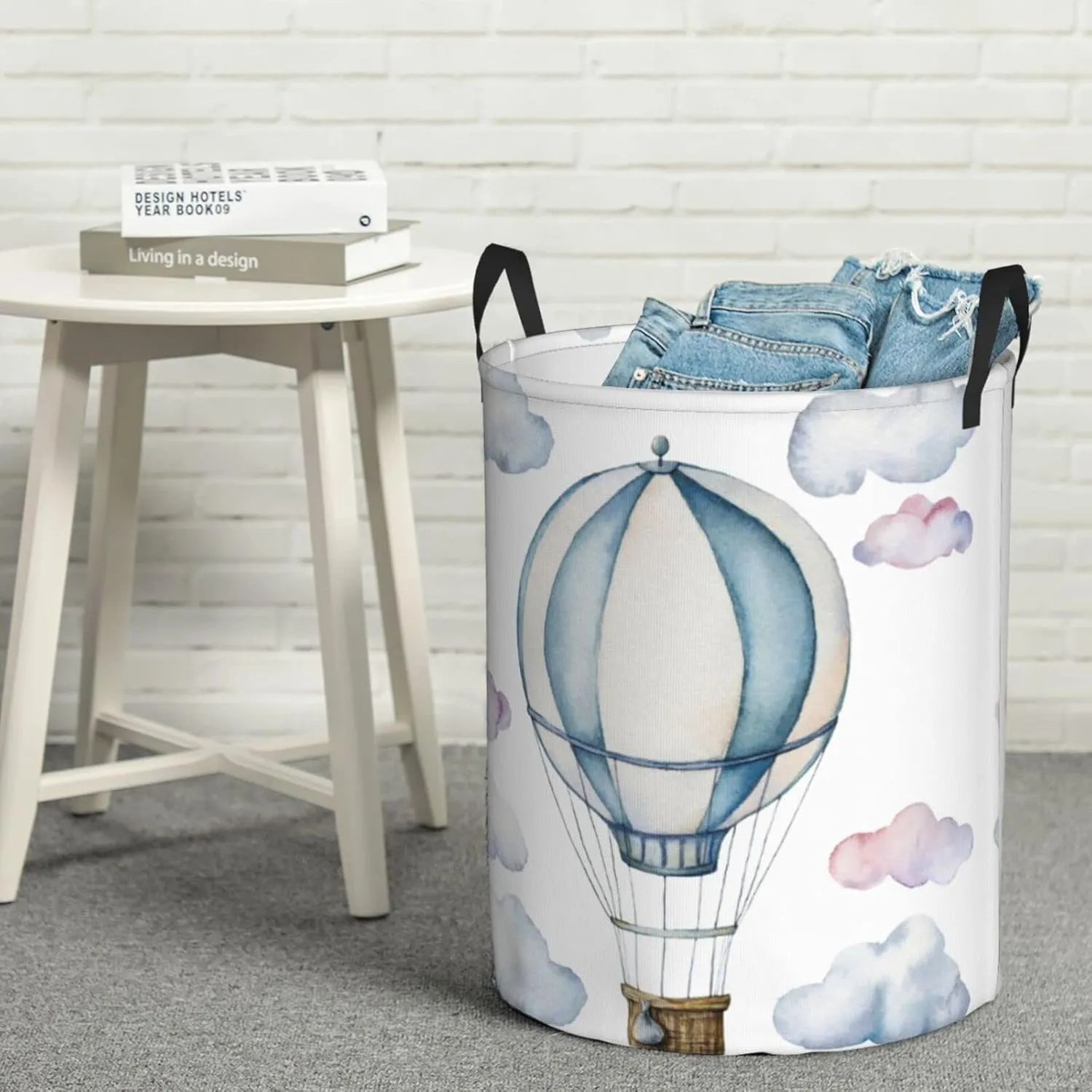 Hot Air Balloon Round Laundry Hamper Storage Basket Toys Clothes Organizer Bin For Home Bathroom Bedroom Dorm Nursery, 38l