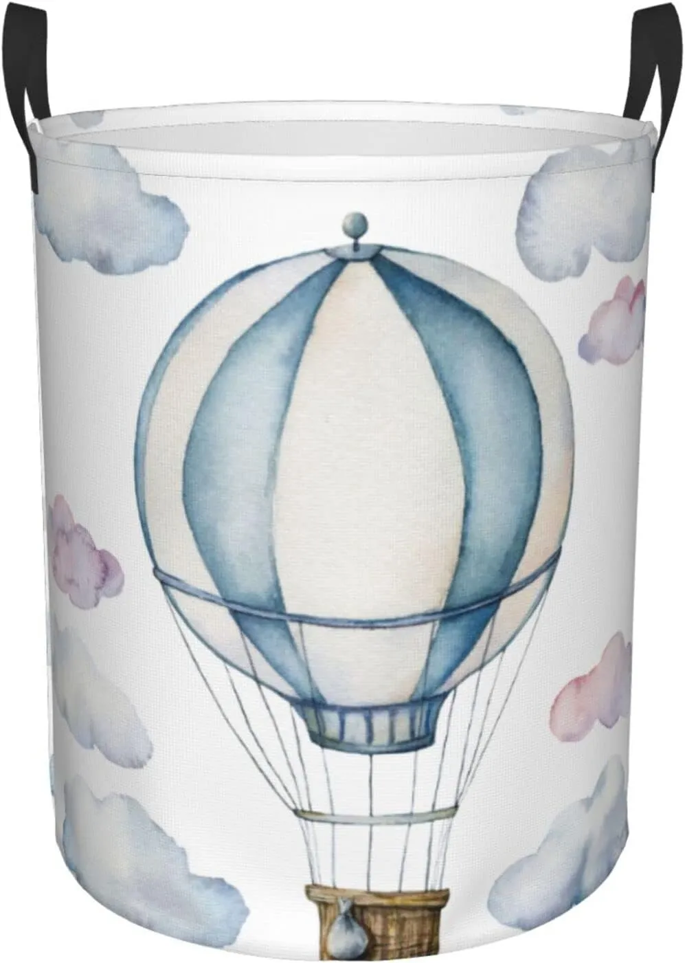 Hot Air Balloon Round Laundry Hamper Storage Basket Toys Clothes Organizer Bin For Home Bathroom Bedroom Dorm Nursery, 38l