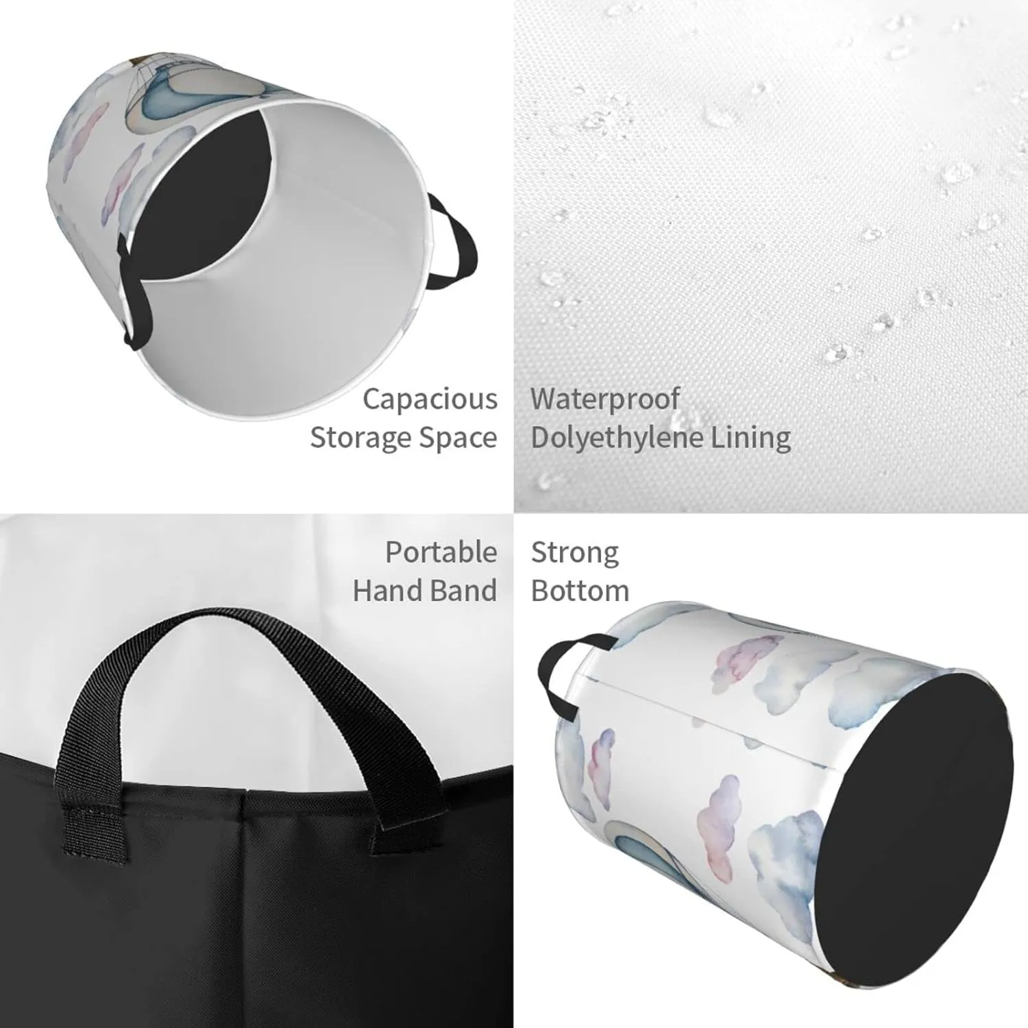 Hot Air Balloon Round Laundry Hamper Storage Basket Toys Clothes Organizer Bin For Home Bathroom Bedroom Dorm Nursery, 38l