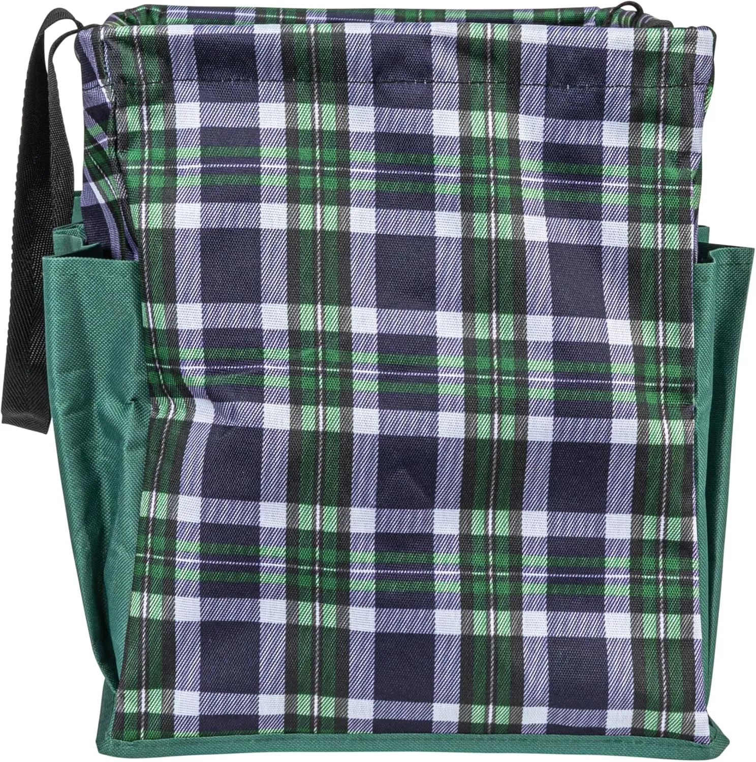 Household Essentials Krush Container All-Purpose Utility Tote, Water-Resistant Vinyl Lining with Pockets, Plaid