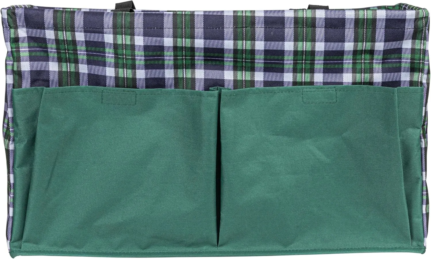Household Essentials Krush Container All-Purpose Utility Tote, Water-Resistant Vinyl Lining with Pockets, Plaid