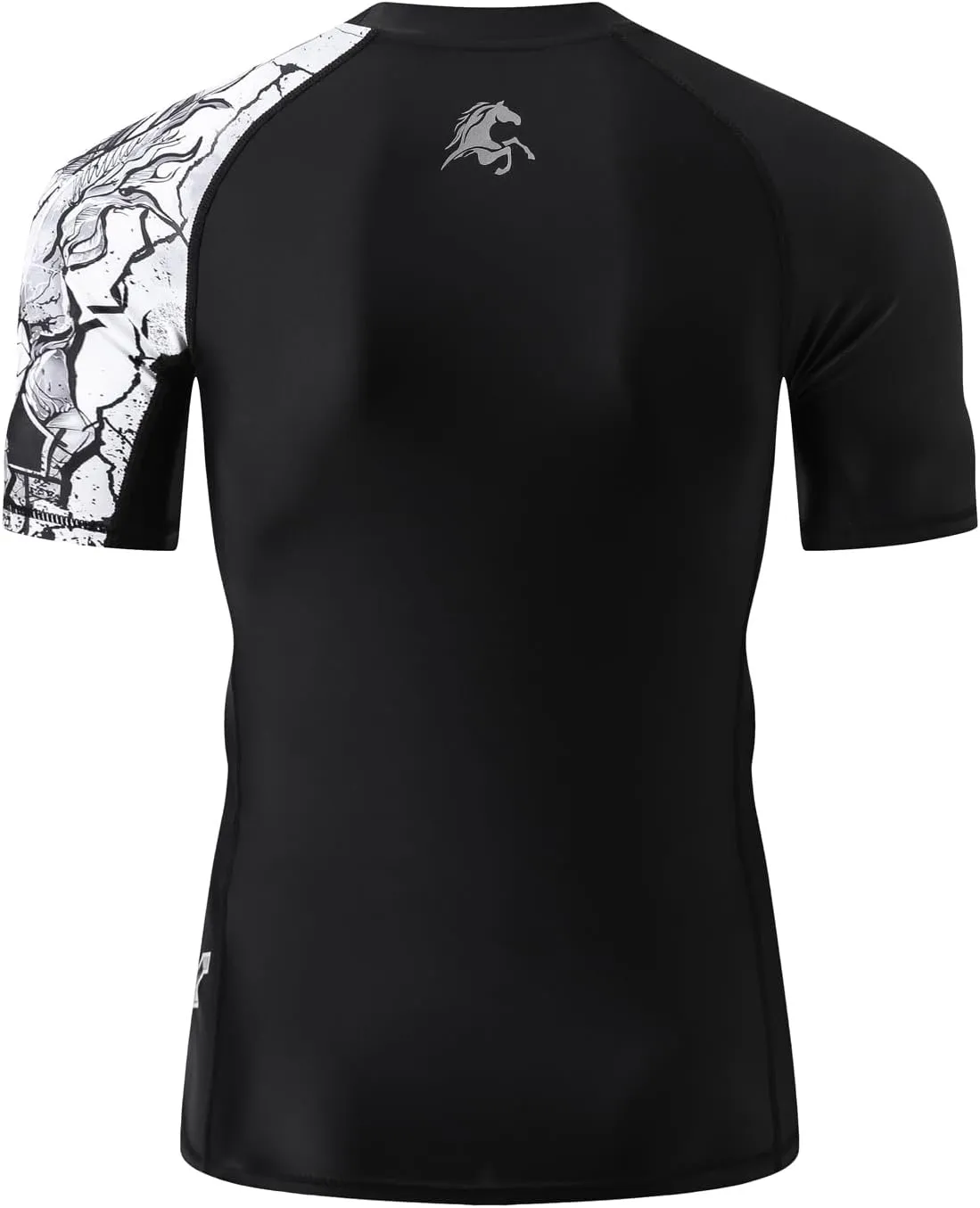 HUGE SPORTS Men's Splice UV Sun Protection UPF 50  Skins Rash Guard Short Sleeves