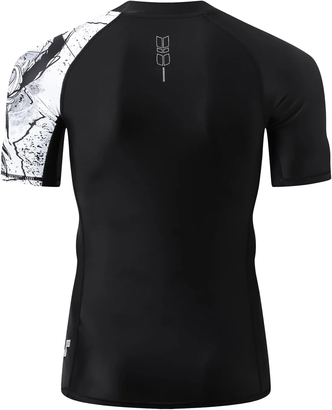 HUGE SPORTS Men's Splice UV Sun Protection UPF 50  Skins Rash Guard Short Sleeves