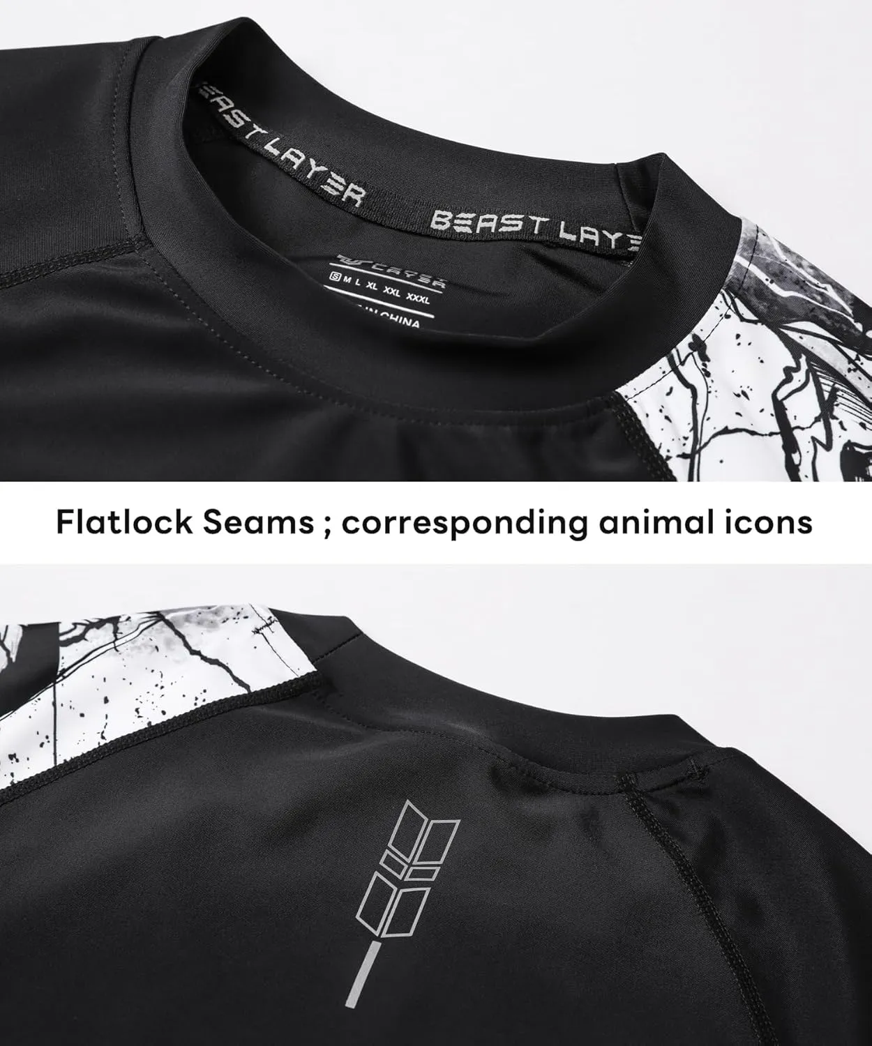 HUGE SPORTS Men's Splice UV Sun Protection UPF 50  Skins Rash Guard Short Sleeves