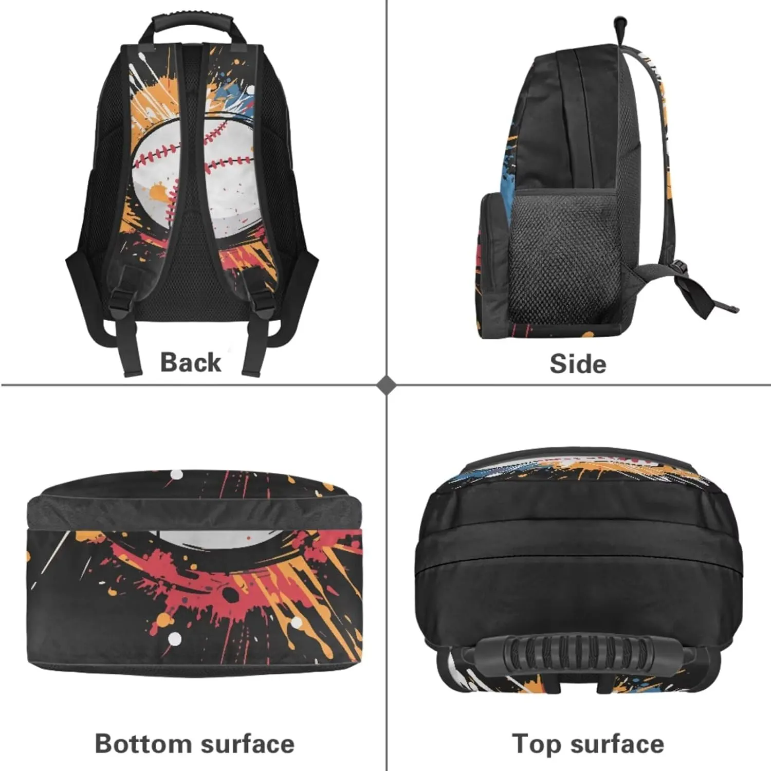 HUGS IDEA Baseball Kids Backpack for Age 5-7 Years 17 Inch Bookbag Set with Matching Lunch Pouch Elementary School Bag for Boys Lightweight Children Backpacks for Students Study