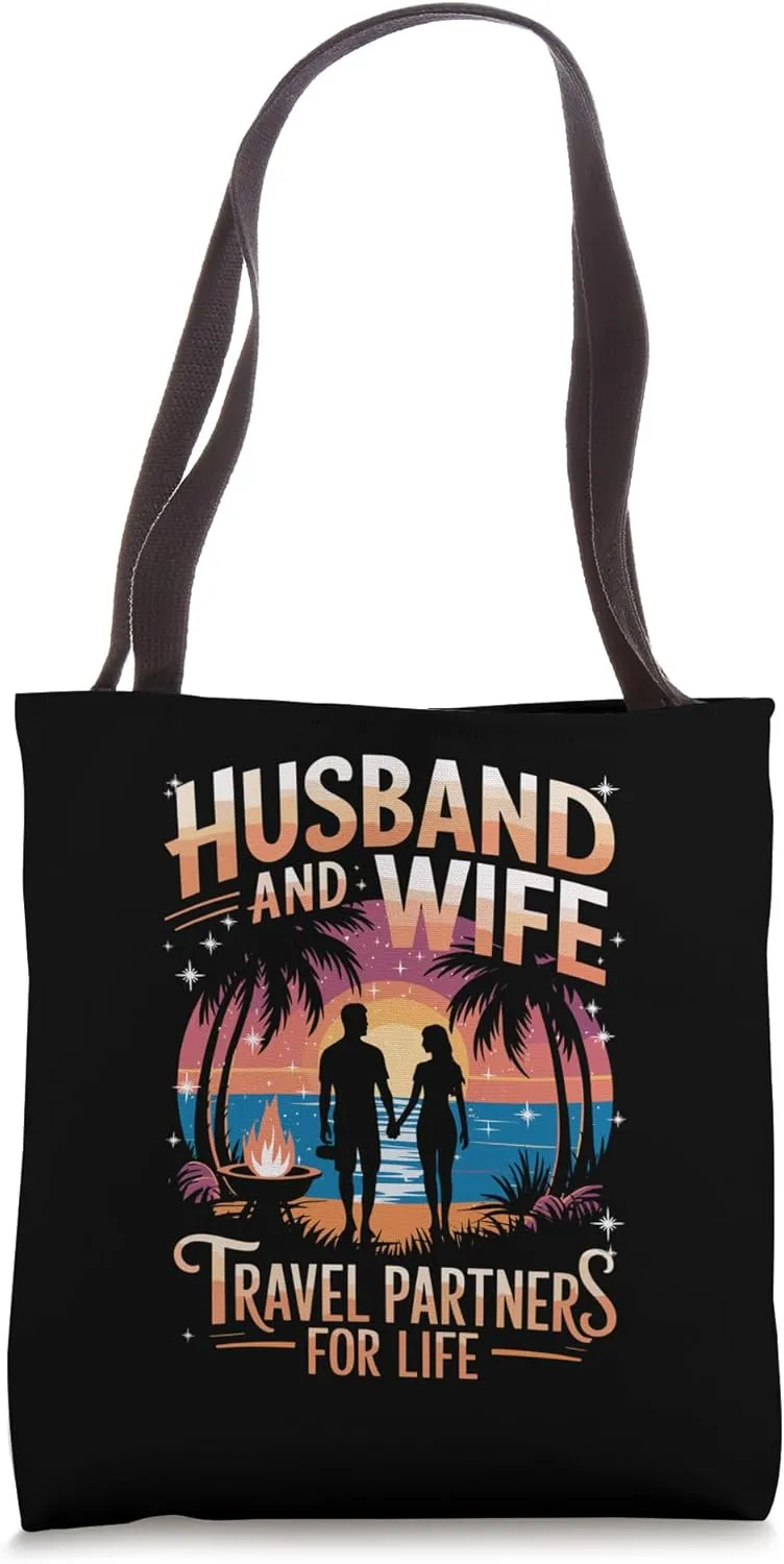 Husband and Wife Travel Partners for Life Couple Vacation Tote Bag