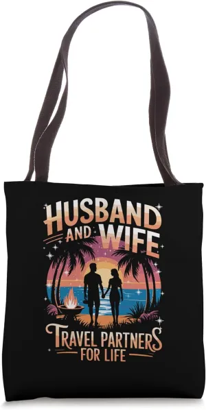 Husband and Wife Travel Partners for Life Couple Vacation Tote Bag