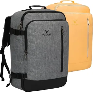 Hynes Eagle Carry on Backpack 38L Large Travel Backpack for Women Flight Approved Weekender Bag Laptop Backpack Men 15 inches Black Grey with Yellow