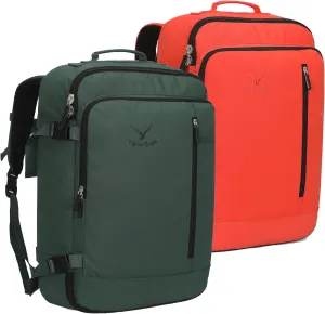 Hynes Eagle Carry on Backpack 38L Large Travel Backpack for Women Flight Approved Weekender Bag Laptop Backpack Men 15 inches Oliver Green with Orange