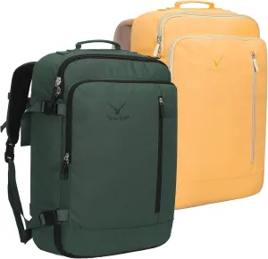 Hynes Eagle Carry on Backpack 38L Large Travel Backpack for Women Flight Approved Weekender Bag Laptop Backpack Men 15 inches Oliver Green with Yellow