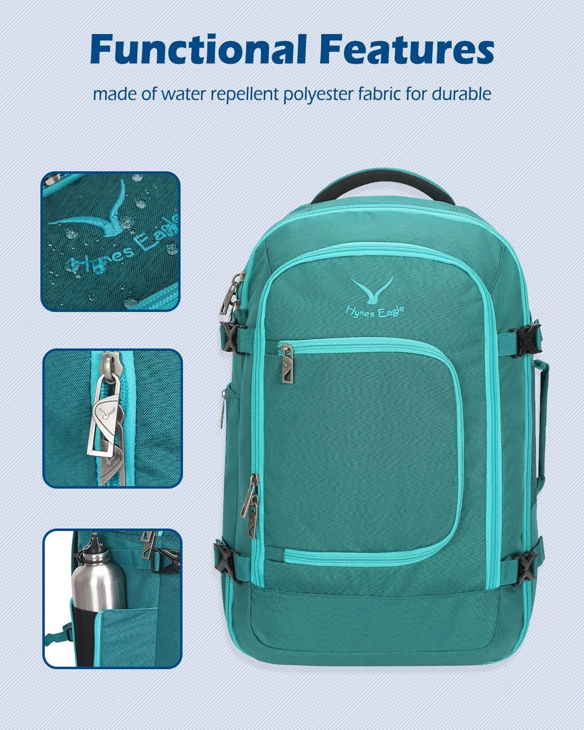 Hynes Eagle Travel Backpack 40L Flight Approved Carry on Backpack Men Large Cabin Weekender Laptop Backpack Women 15.6 inches
