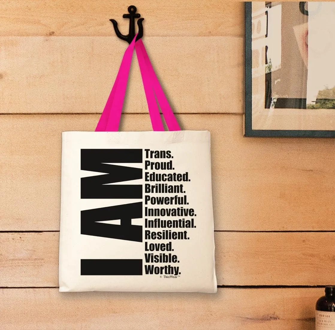 I Am Trans Proud Educated Brilliant Powerful Innovative Influential Resilient Loved Visible Worthy Small Canvas Tote Bag